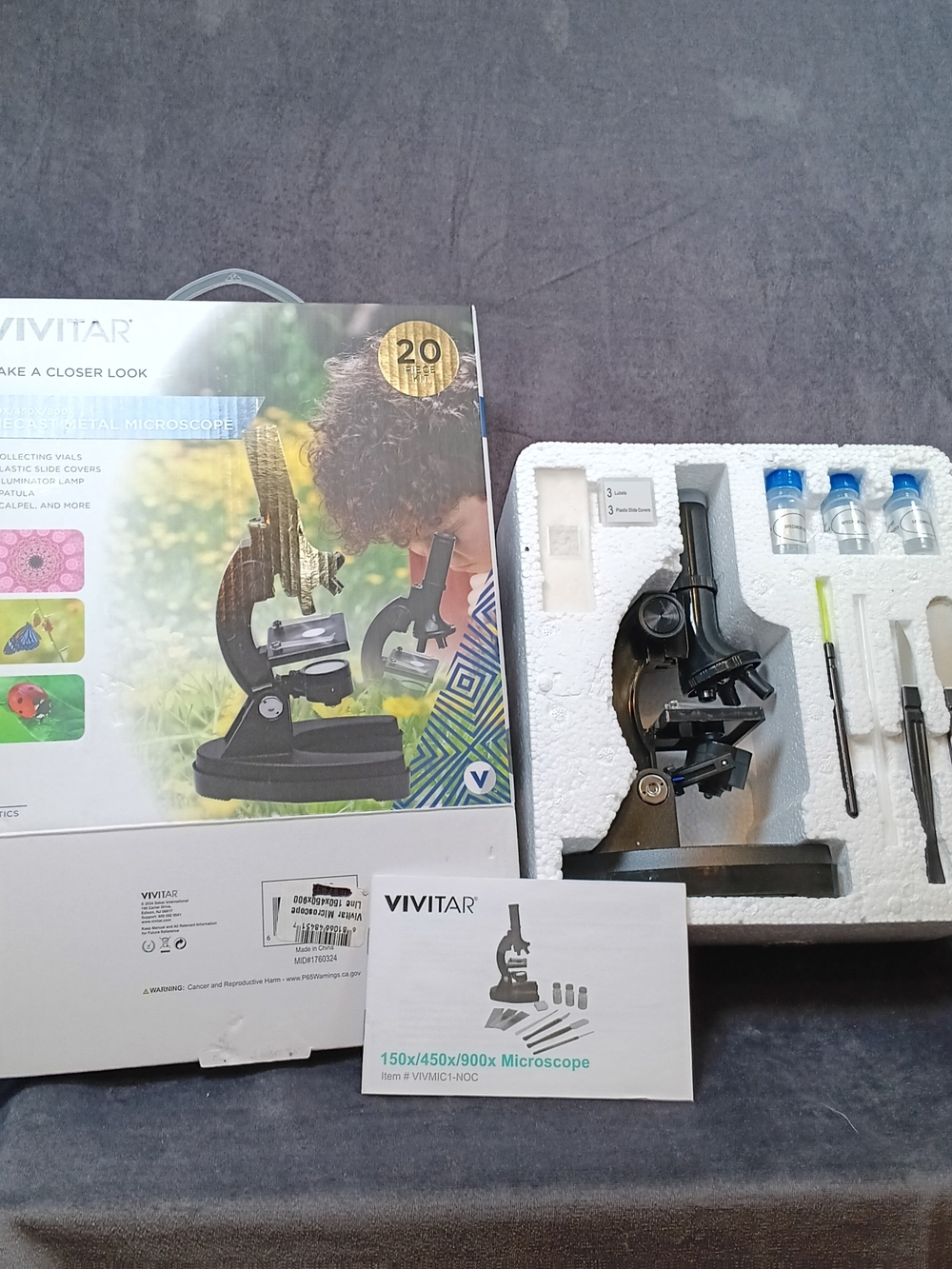 VIVITAR Kids Microscope Kit - 150x/450x/900x Magnification